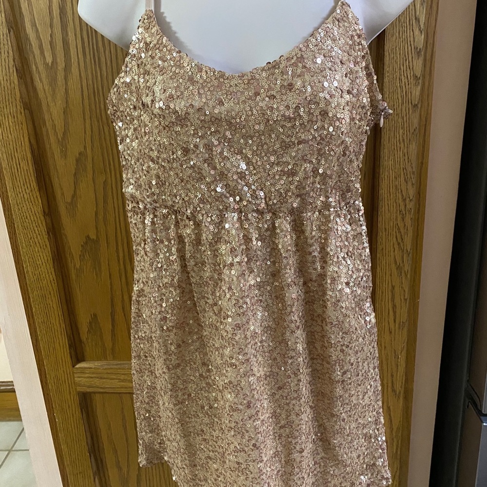 Rose Gold - Beige sequin tunic top size L